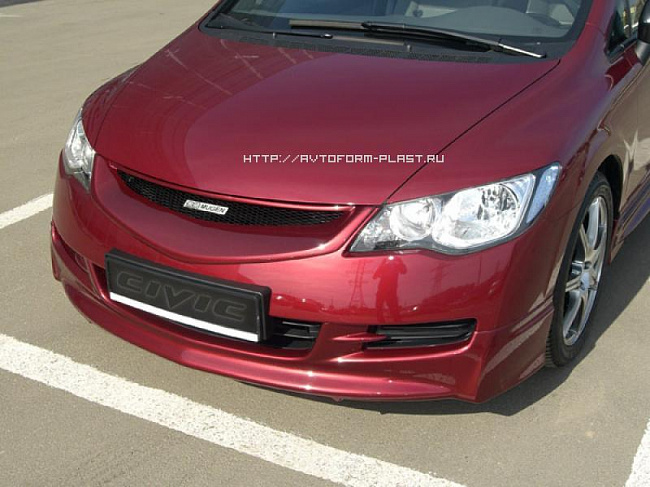 Юбка переднего бампера Mugen Style Honda Civic 4D 2006-2012