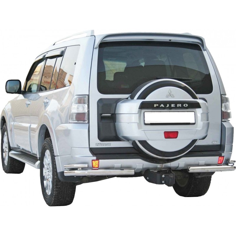 Защита заднего бампера  Mitsubishi Pajero IV(2006-2015 г) (ППК) «Уголки двойные» d63,5 (арт1619 К)