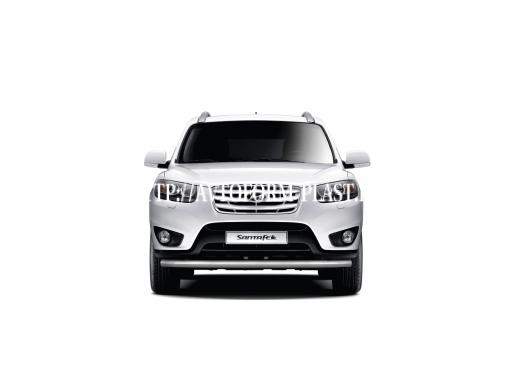 Защита переднего бампера одинарная Ø63 мм Hyundai Santa Fe(нерж.сталь)(2013-2015)
