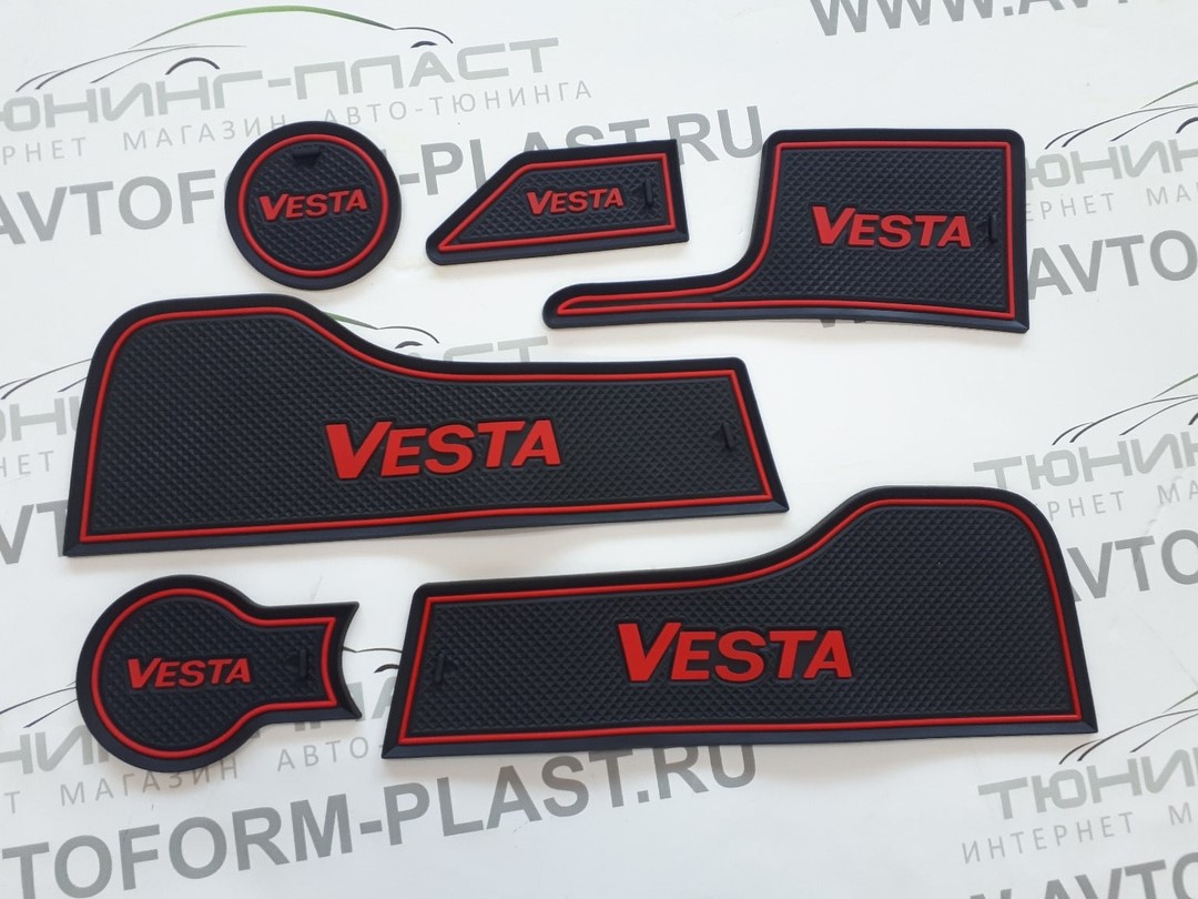 Коврики на панель Lada Vesta (красный)