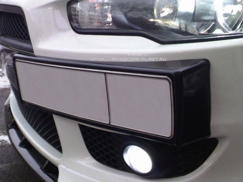 Рамка под номер на передний бампер Mitsubishi Lancer X (2010-2016)