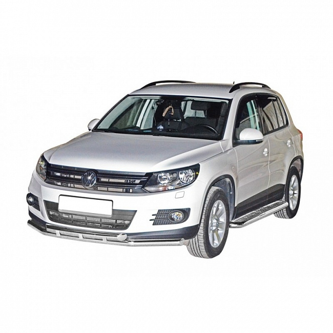 Пороги с алюм.листом Volkswagen Tiguan(2011-2015) 63.5мм (НПС) (арт.1806Н)