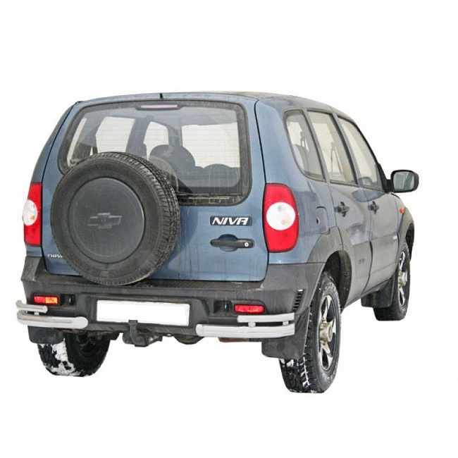 Защита заднего бампера Chevrolet Niva c 2009г.в- (двойные уголки)(ППК)(0180RS)