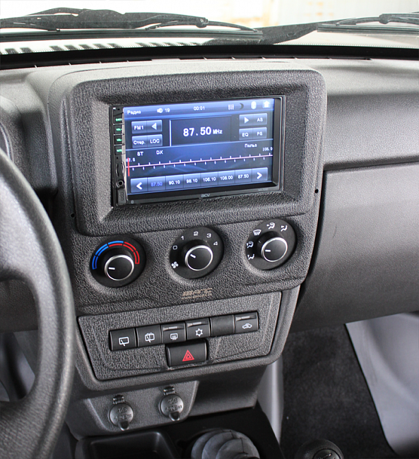 Накладка на консоль панели приборов для автомобиля LADA Niva Legend под головное устройство 2 din и блок управления