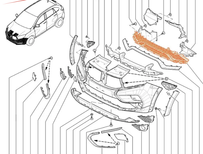Решетка нижняя переднего бампера средняя (сетка) для Lada XRAY Cross 8450021100