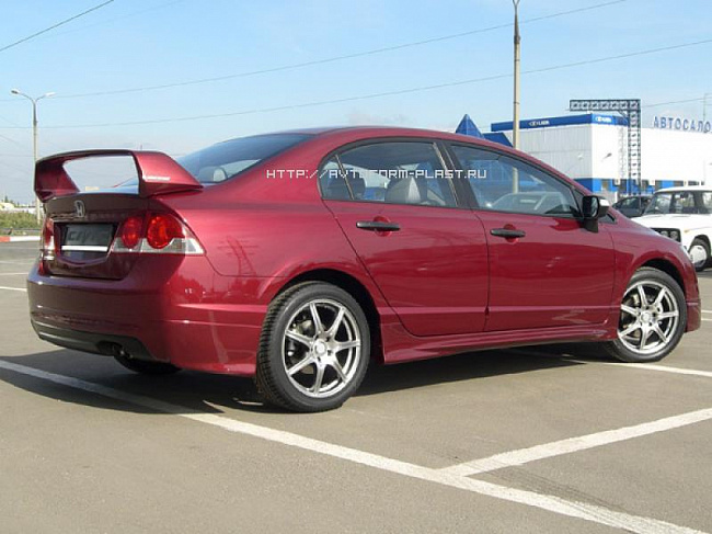 Юбка заднего бампера Mugen Style Honda Civic 4D 2006-2012